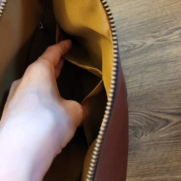 Fossil Leather Bucket Shoulder Bag Purse Medium Brown Zip Closure - Picture 10 of 15